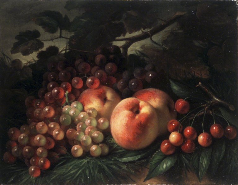 George Henry Hall Peaches Grapes and Cherries